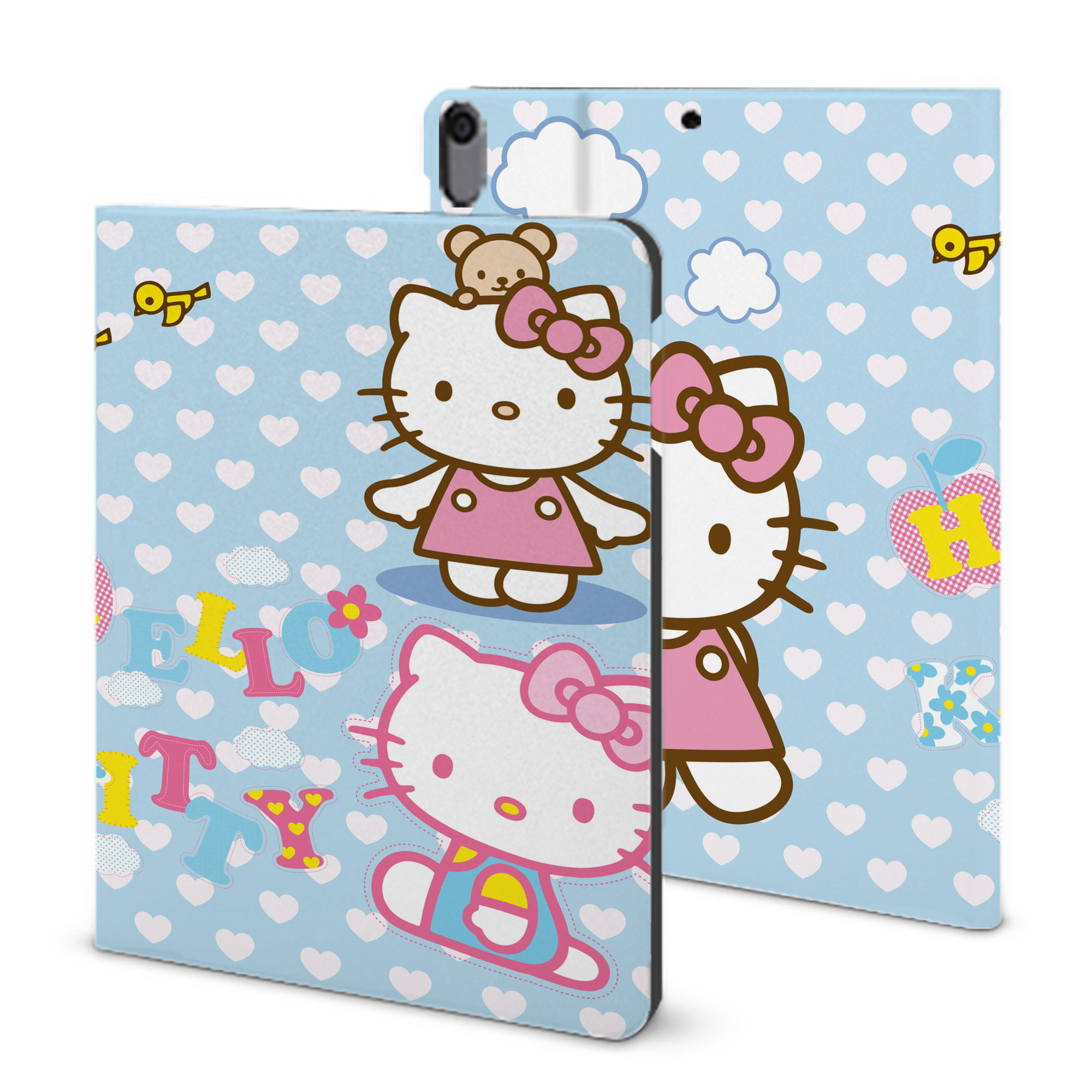 （画像用） Hello Kitty ハローキティ IPad ケース ブック型 PUレザー TPU 耐衝撃 軽量 薄型 ペン収納なし 全面保護 IPad 各モデル対応